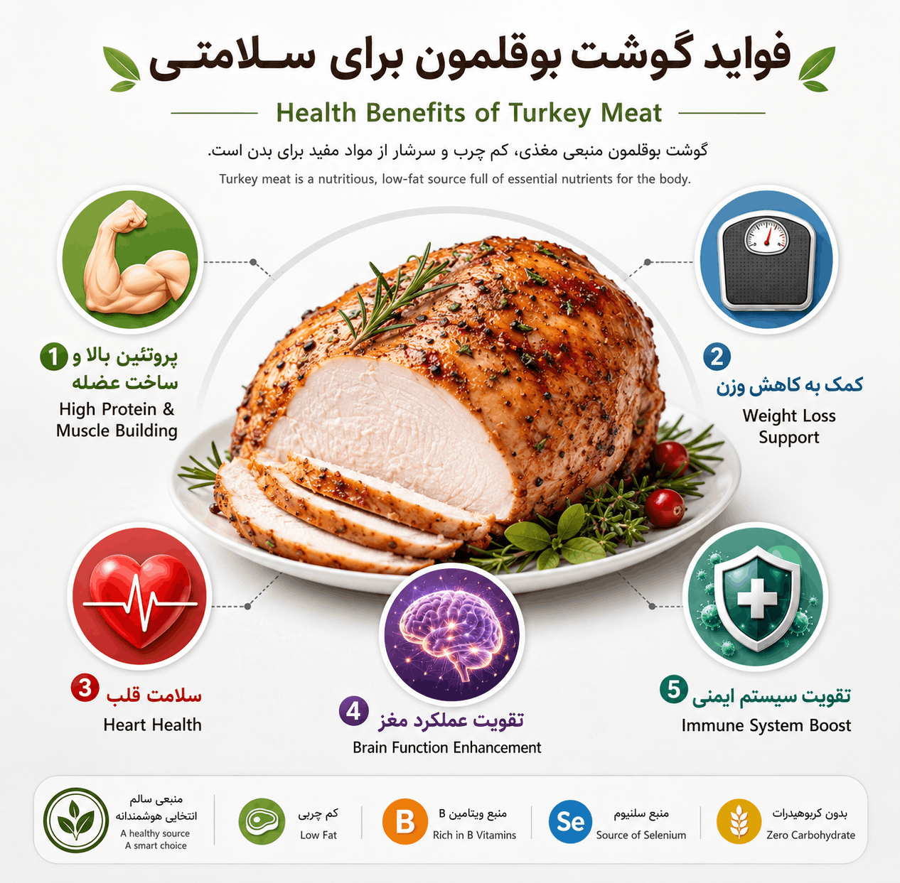 فواید و خواص گوشت بوقلمون